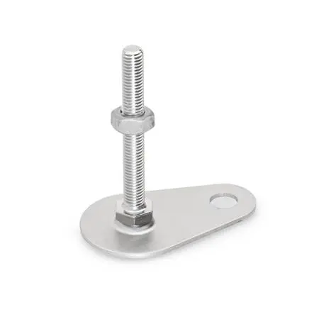 Stellfüße, Edelstahl 1.4404 (A4), mit Befestigungslasche, Tropfenform