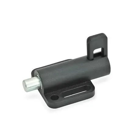 Produktfoto 1 von Federriegel, Führung Zink-Druckguss / Raststift Stahl, mit Anschraubflansch