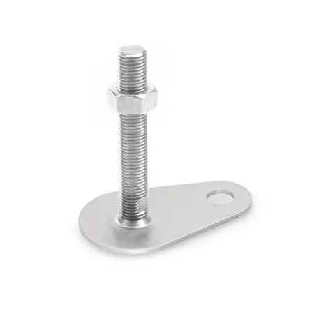 Stellfüße, Edelstahl 1.4404 (A4), mit Befestigungslasche, Tropfenform