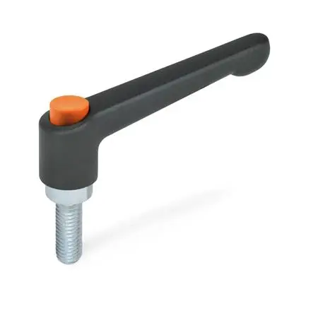 Produktfoto 1 von Verstellbare Klemmhebel, mit Ausrastknopf, Zink-Druckguss, Schraube Stahl verzinkt