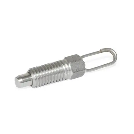 Produktfoto 1 von Edelstahl-Rastbolzen, mit Zugring / mit Zugöse, ohne Rastsperre