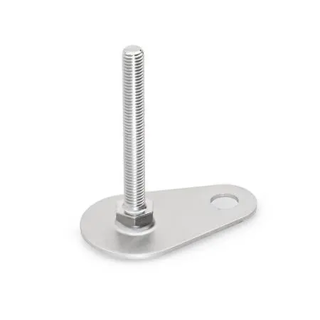 Stellfüße, Edelstahl 1.4404 (A4), mit Befestigungslasche, Tropfenform