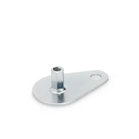 Produktfoto 1 von Stellfüße, Stahl, mit Befestigungslasche, Tropfenform