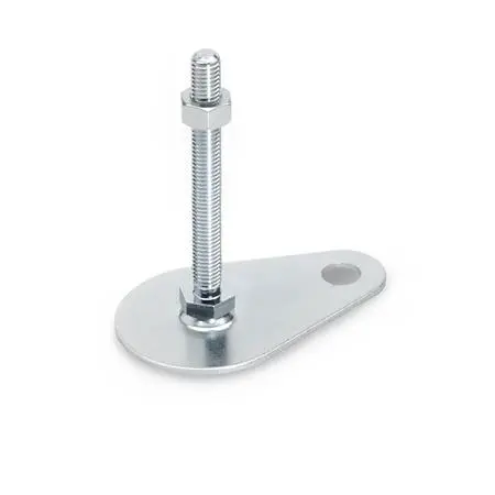 Stellfüße, Stahl, mit Befestigungslasche, Tropfenform