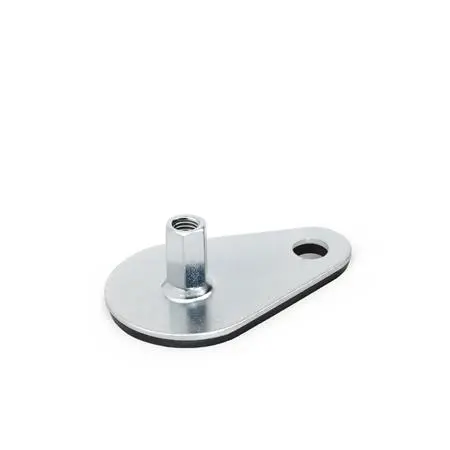 Produktfoto 1 von Stellfüße, Stahl, mit Befestigungslasche, Tropfenform