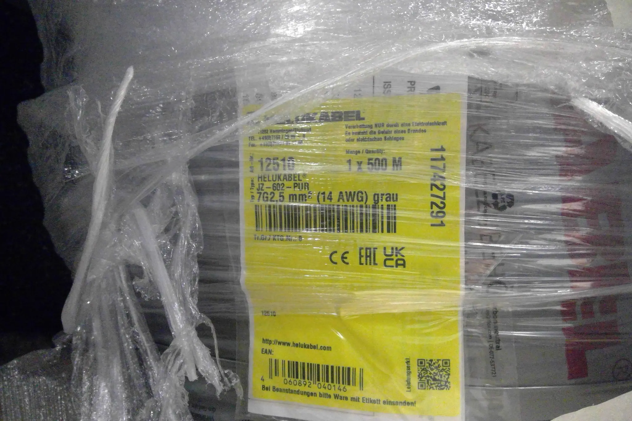 JZ-602-PUR 7G2,5 mm² (14 AWG) grau - 500 Meter