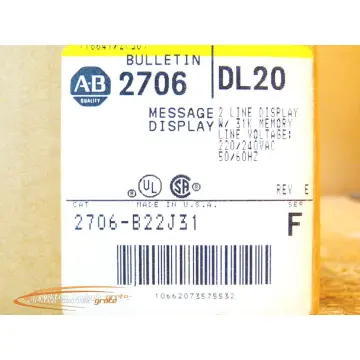 Produktfoto 1 von Allen Bradley 2706-B22J31 DL20 2-line Message Display - ungebraucht! -