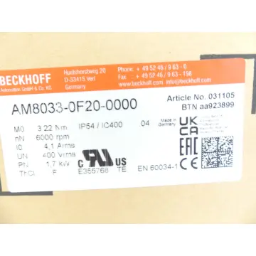 Produktfoto 1 von Beckhoff AM8033-0F20-0000 / 031105 - ungebraucht! -