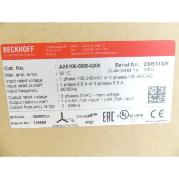 Produktfoto 1 von Beckhoff AX5106-0000-0200 SN: 000513328 - ungebraucht! -