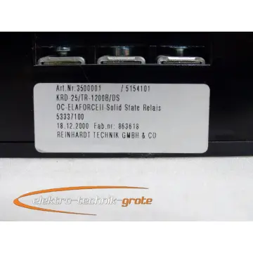 Produktfoto 1 von elrest ElaforceII KRD-25/TR-1200B/DS OC-ELAFORCE II-Solid State Relais, SN:863618