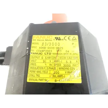 Produktfoto 1 von Fanuc A06B-0033-B675 AC Servo Motor SN: C048P3303