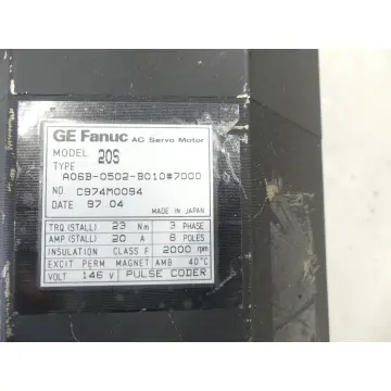 Produktfoto 1 von Fanuc A06B-0502-B010 # 7000 SN: C974M0094 Servomotor