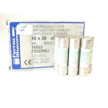 Produktfoto 1 von Ferraz Shawmut F222208J Sicherung 10x38 aM S/I 6A 500V~ VPE 7 St. ungebraucht