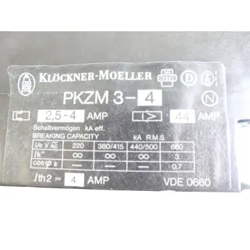 Produktfoto 1 von Klöckner Moeller PKZM 3-4 / 2,5-4 AMP VDE0660 Motorstarter