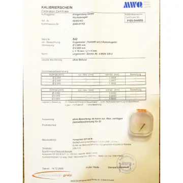 Messwelk Kugeltaster Ø 2.0 / 0.8 mm L = 15 mm - ungebraucht! -