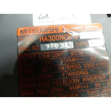 Produktfoto 1 von Mitsubishi HA300NCB-S SPEC NO 7XO01 + Encoder OSA104 SN J4AVP3XX78R ungbr.