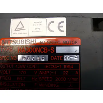 Produktfoto 1 von Mitsubishi HA300NCB-S SPEC NO. 84018 + Encoder OSA104 SN J4AP403481 ungebraucht