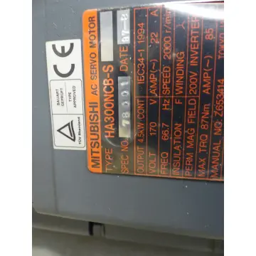 Produktfoto 1 von Mitsubishi HA300NCB-S SPECK NO 78001 + Encoder OSA104 SN J4AVP3X7234 ungebr.