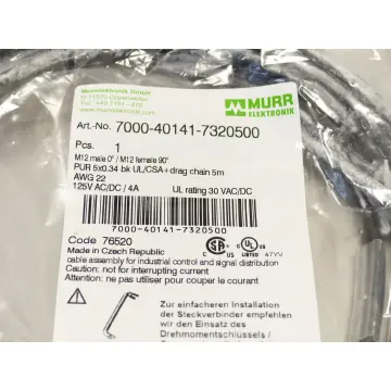 Produktfoto 1 von Murrelektronik 7000-40141-7320500 Kabel 5M M12 - ungebraucht! -