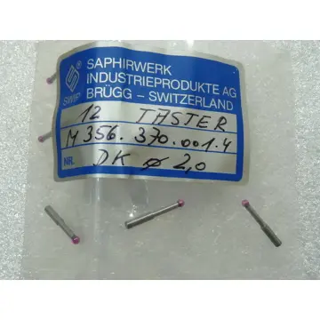 Saphirwerk Prüf - und Meßtaster M 356 . 370 . 001 . 4 Kugeldurchmesser 2 mm Gesamtlänge mit Kugel 16 mm - ungebraucht - VPE = 6 Stck