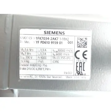 Produktfoto 1 von Siemens 1FK7034-2AK71-1RH2 SN: YF PD610915901 - ungebraucht! -