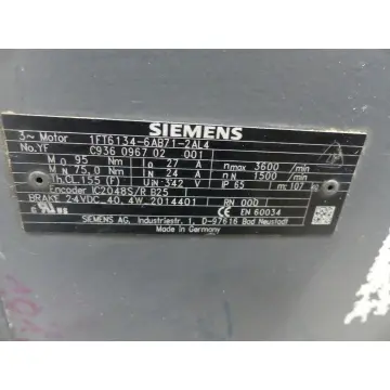 Produktfoto 1 von Siemens 1FT6134-6AB71-2AL4 Synchronmotor SN: C936096702001