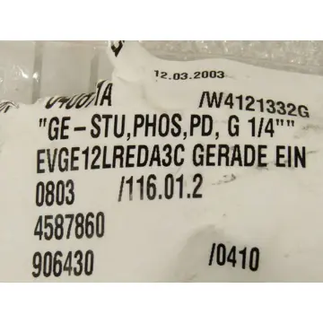Produktfoto 1 von Parker EVGE 12 -LRED / A3C gerade Einschraubverschraubung Stutzen G 1 /4 " - ungebraucht -