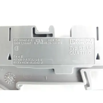 Produktfoto 1 von Phoenix Contact Typ ST 1,5-QUATTRO 500V~ 1,5mm² grau Reihenklemme VPE: 10