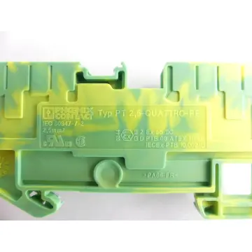 Produktfoto 1 von Phoenix Contact Typ ST 2,5-QUATTRO-PE 2,5mm² Reihenklemme grün/gelb VPE: 4 St.