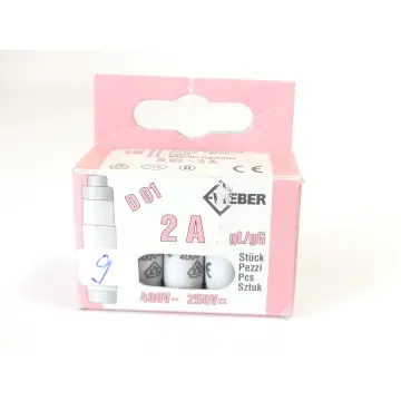 Produktfoto 1 von Weber D 01 - 2A Sicherungseinsatz 2A 400V~ 250V= VPE 9 Stück ungebraucht