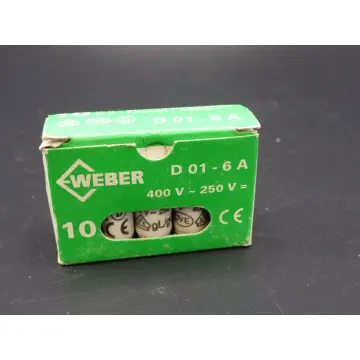 Produktfoto 1 von Weber D01-6A 400V~250V Sicherungseinsatz VPE 10 Stück > ungebraucht! <