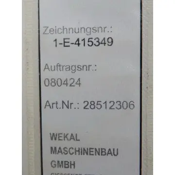 Produktfoto 1 von Wekal Maschinenbau GmbH Anlage Retrofit Heiligenstaedt Zeichnungs Nr 1-E-415349 Anlagen Nr 28512306 Dokumentation Elektro Hardware Stand 2009