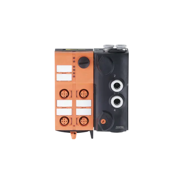 Produktfoto 1 von AC5253: AS-i Pneumatikmodul; 108 x 85 x 50 mm; AirBox 5/2 bistable 4DI-Y AUX; St