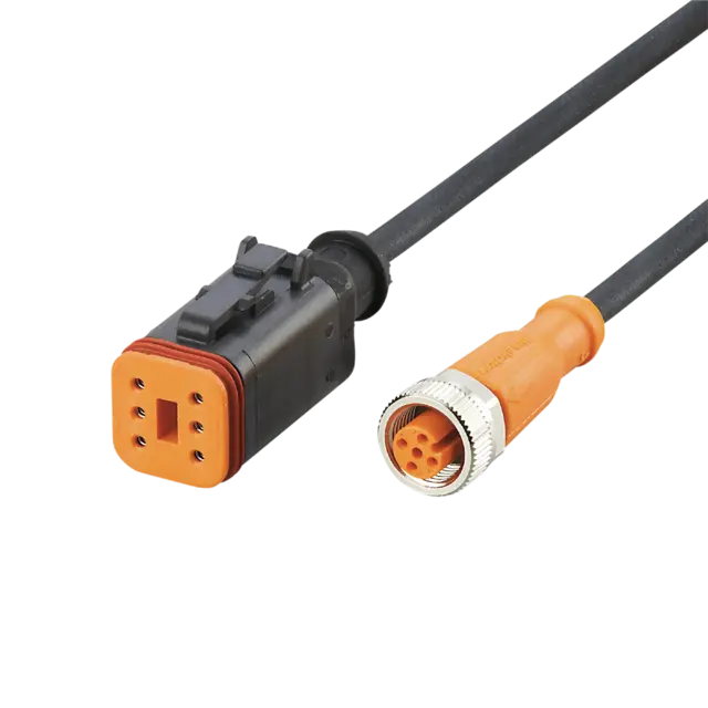 Produktfoto 1 von E12680: Verbindungskabel; 2 m; PUR; Gehäusewerkstoffe Buchse: TPU orange; IP 67;