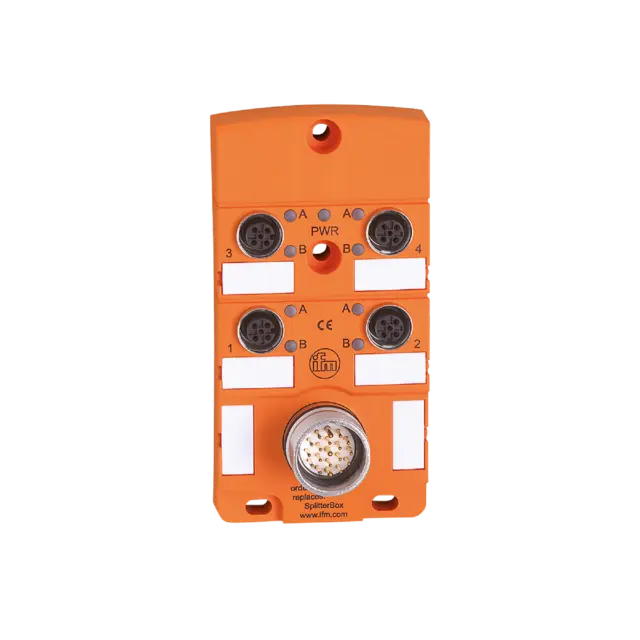 Produktfoto 1 von EBC004: Zentralverteiler; M12; 4; PNP; Gehäusewerkstoffe Gehäuse: PA; IP 67; Sil
