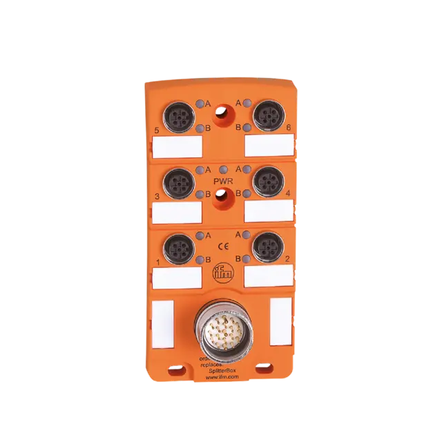 Produktfoto 1 von EBC008: Zentralverteiler; M12; 6; PNP; Gehäusewerkstoffe Gehäuse: PA; IP 67; Sil