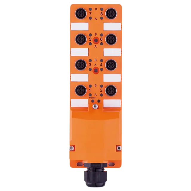 Produktfoto 1 von EBT005: Zentralverteiler; M12; 8; PNP; Gehäusewerkstoffe Gehäuse: PBT-GF30; IP 6