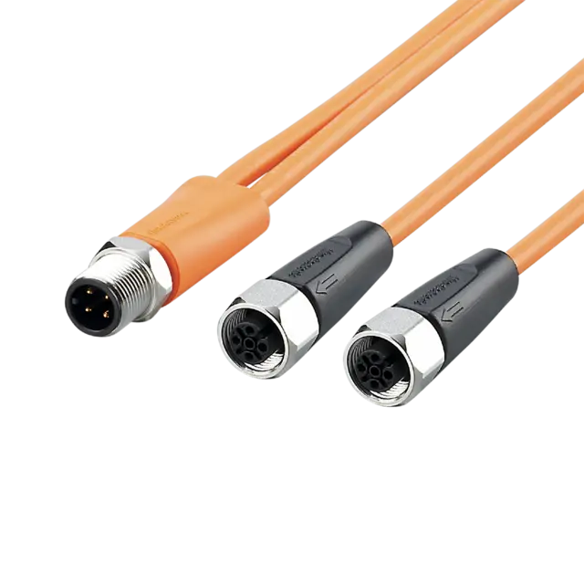 Produktfoto 1 von EVT473: Y-Verbindungskabel; 2; PNP; 0,3 m; PVC; IP 65; IP 67; IP 68; IP 69K; Sil