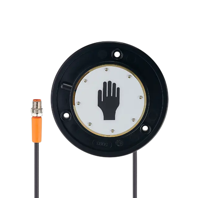 Produktfoto 1 von KT5007: Kapazitiver Handsensor; Ø 96,9 / L = 11 mm; Schließer; DC; NPN; 0,3 m PU
