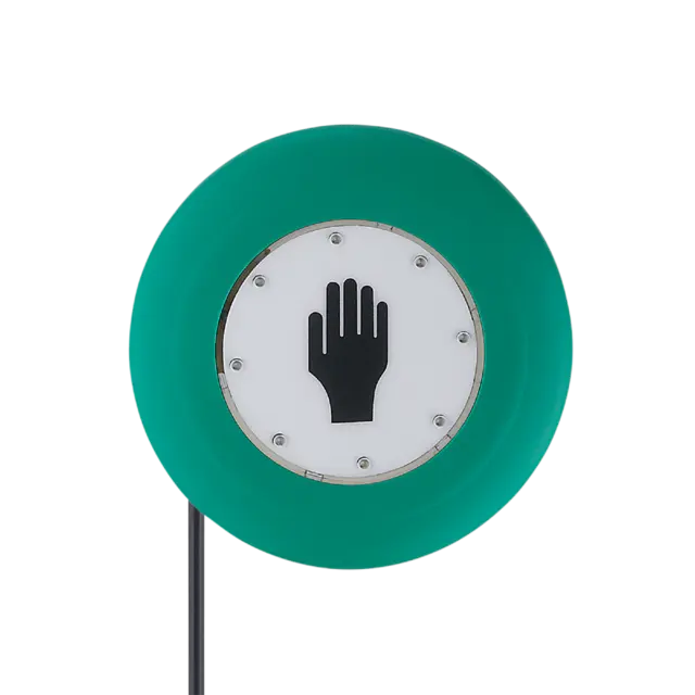 Produktfoto 1 von KT5009: Kapazitiver Handsensor; Ø 100 / L = 11 mm; Schließer; DC; PNP; 2 m PUR-K