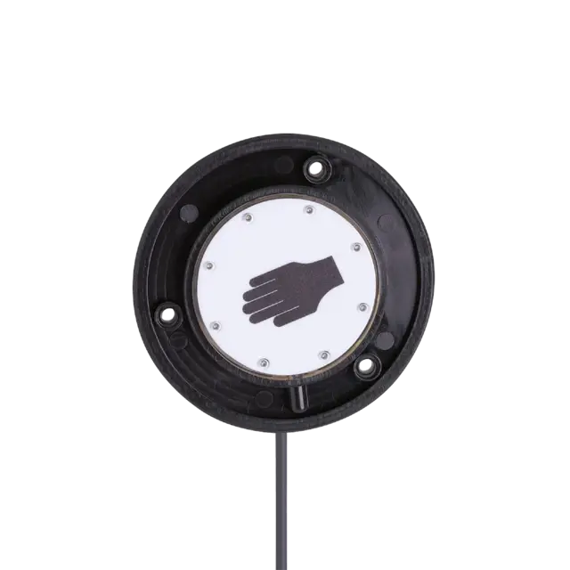 Produktfoto 1 von KT5010: Kapazitiver Handsensor; Ø 96,9 / L = 11 mm; Schließer; DC; PNP; 2 m PUR-