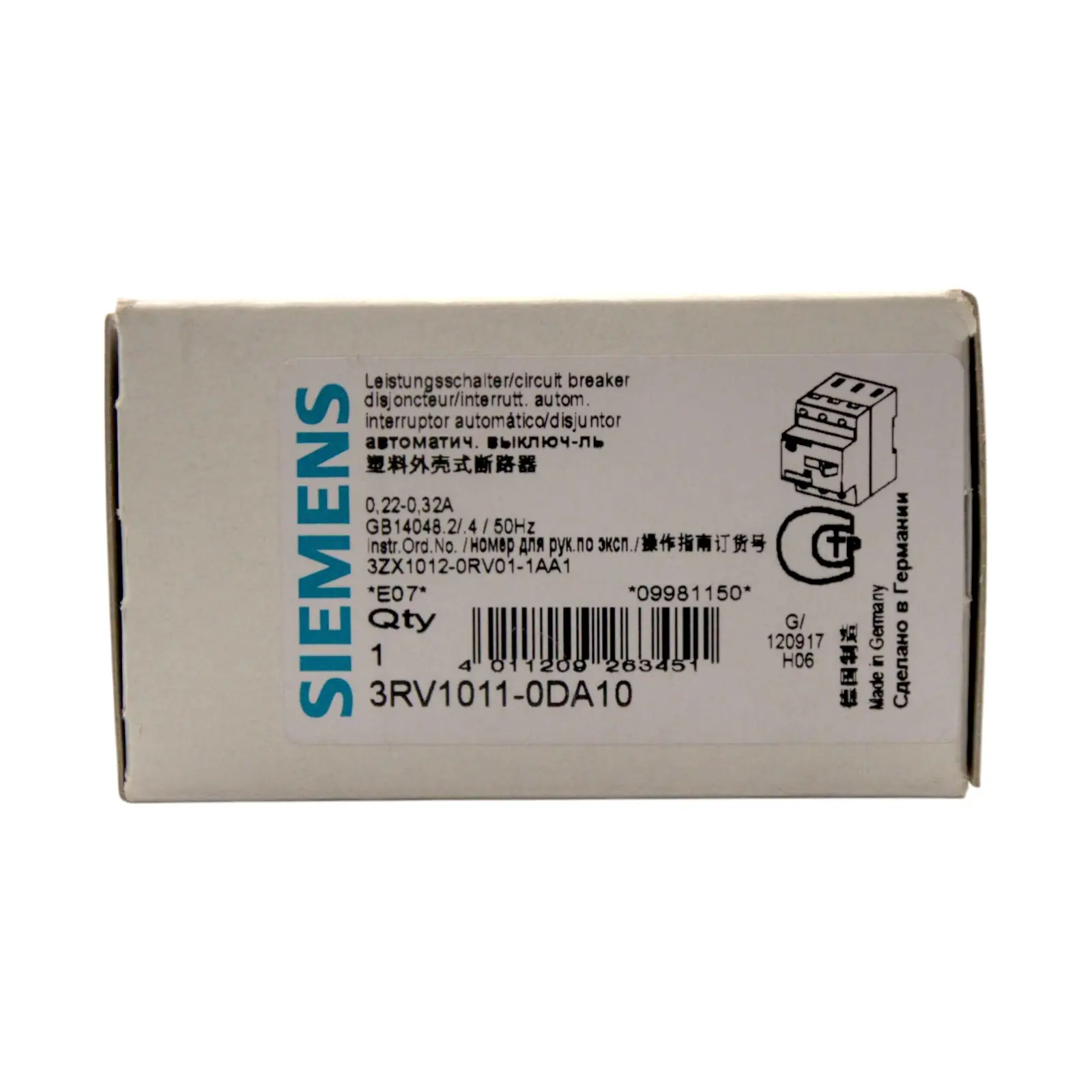Produktfoto 1 von SIEMENS 3RV1011-0DA10