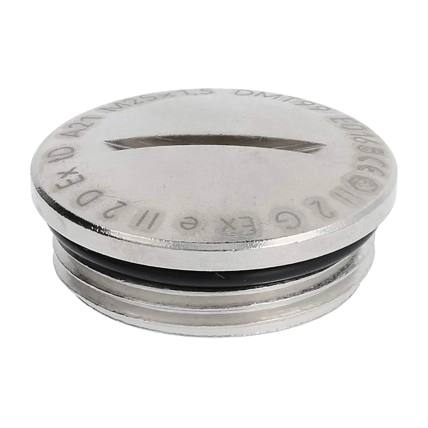 Produktfoto 1 von ATEX-Blindstopfen M25x1,5 MBR-M25-ATEX rund inkl. O-Ring Messing (CuZn) vernickelt Ex e IIC Gb, Ex tb IIIC Db / II 2G (1,2) II 2D (21,22)