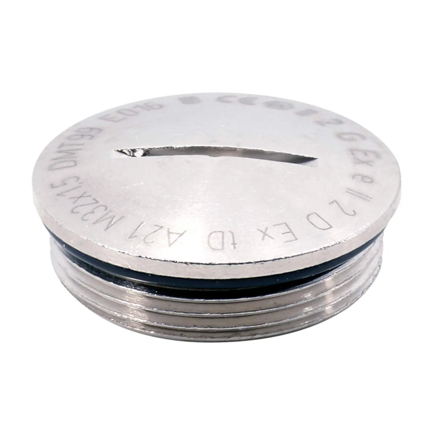 Produktfoto 1 von ATEX-Blindstopfen M32x1,5 MBR-M32-ATEX rund inkl. O-Ring Messing (CuZn) vernickelt Ex e IIC Gb, Ex tb IIIC Db / II 2G (1,2) II 2D (21,22)