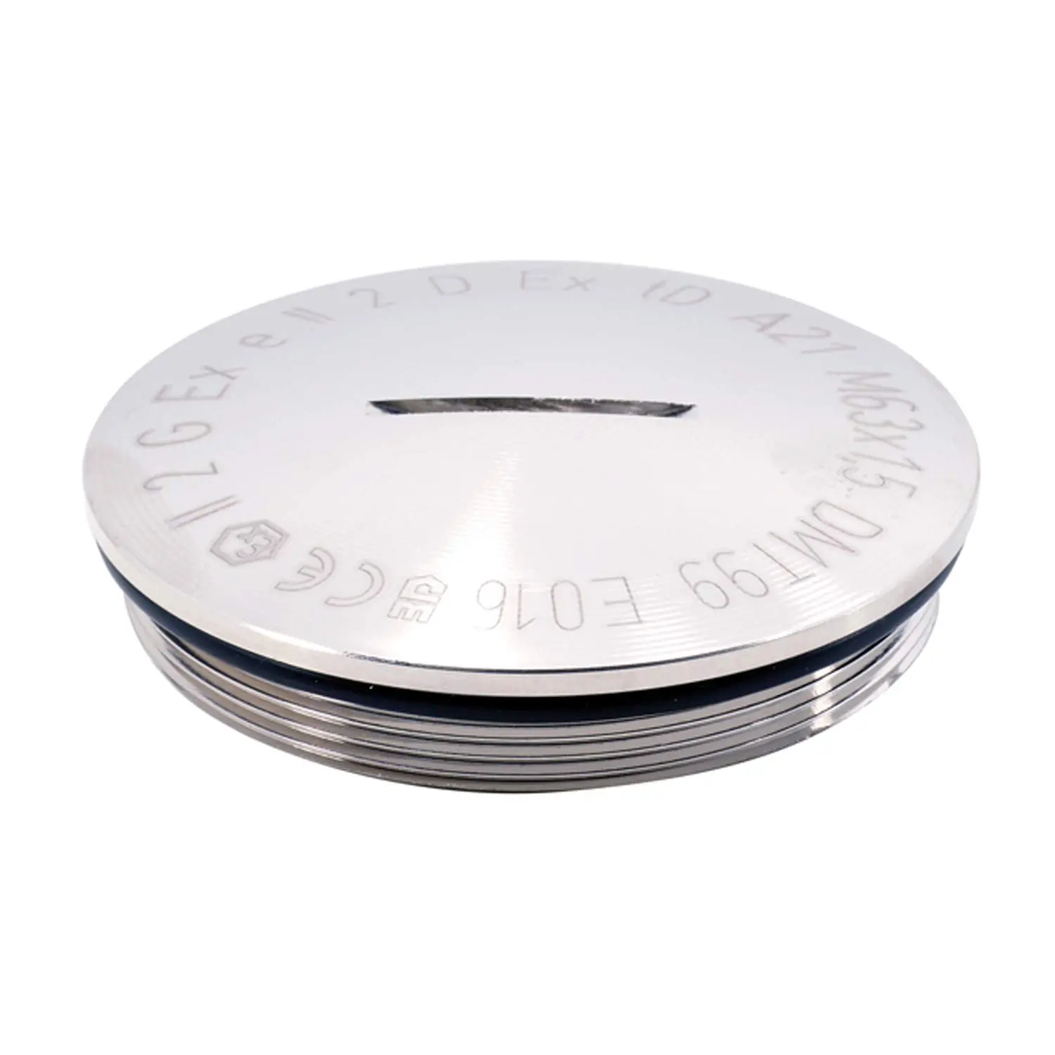 Produktfoto 1 von ATEX-Blindstopfen M63x1,5 MBR-M63-ATEX rund inkl. O-Ring Messing (CuZn) vernickelt Ex e IIC Gb, Ex tb IIIC Db / II 2G (1,2) II 2D (21,22)