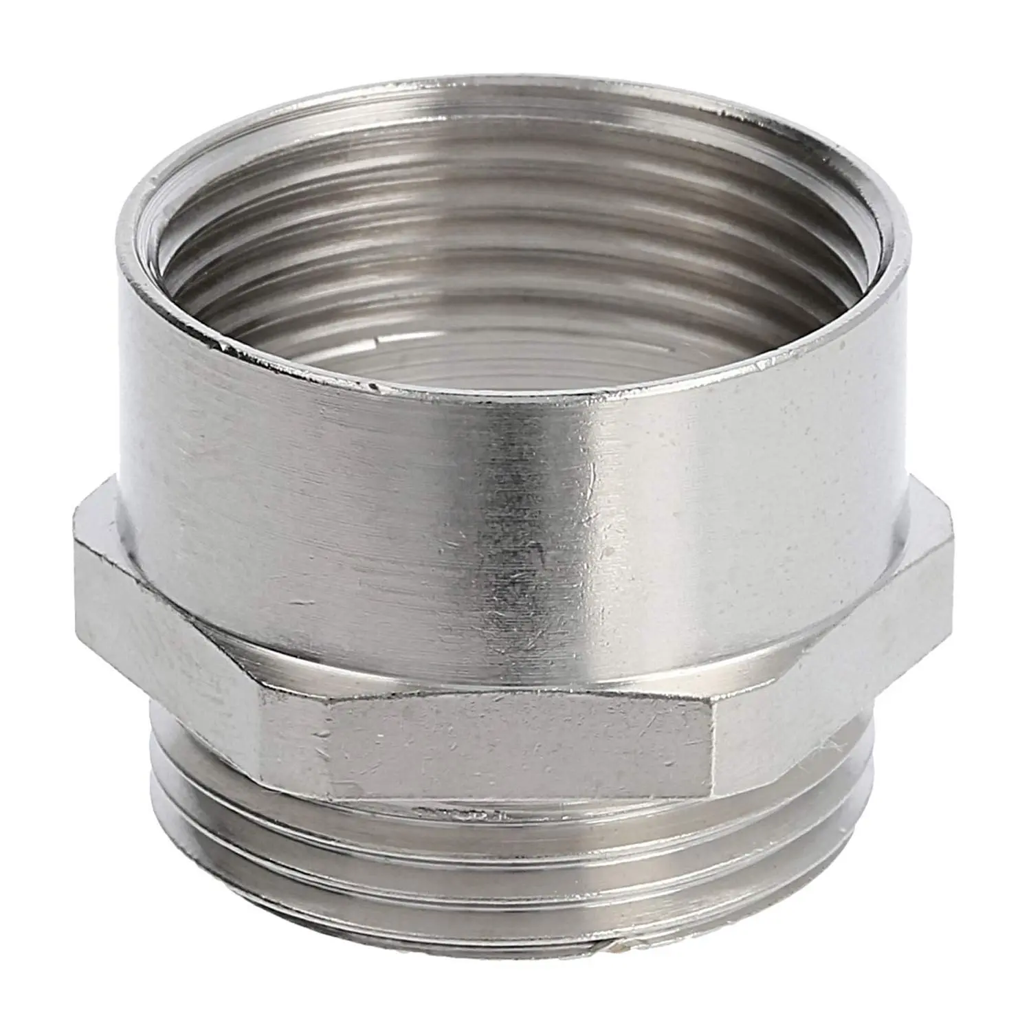 Produktfoto 1 von Zwischenstutzen M/M M25x1,5 MSZ-M25 kurz Sechskant Messing (CuZn) vernickelt Anschlussgewinde 7,0mm