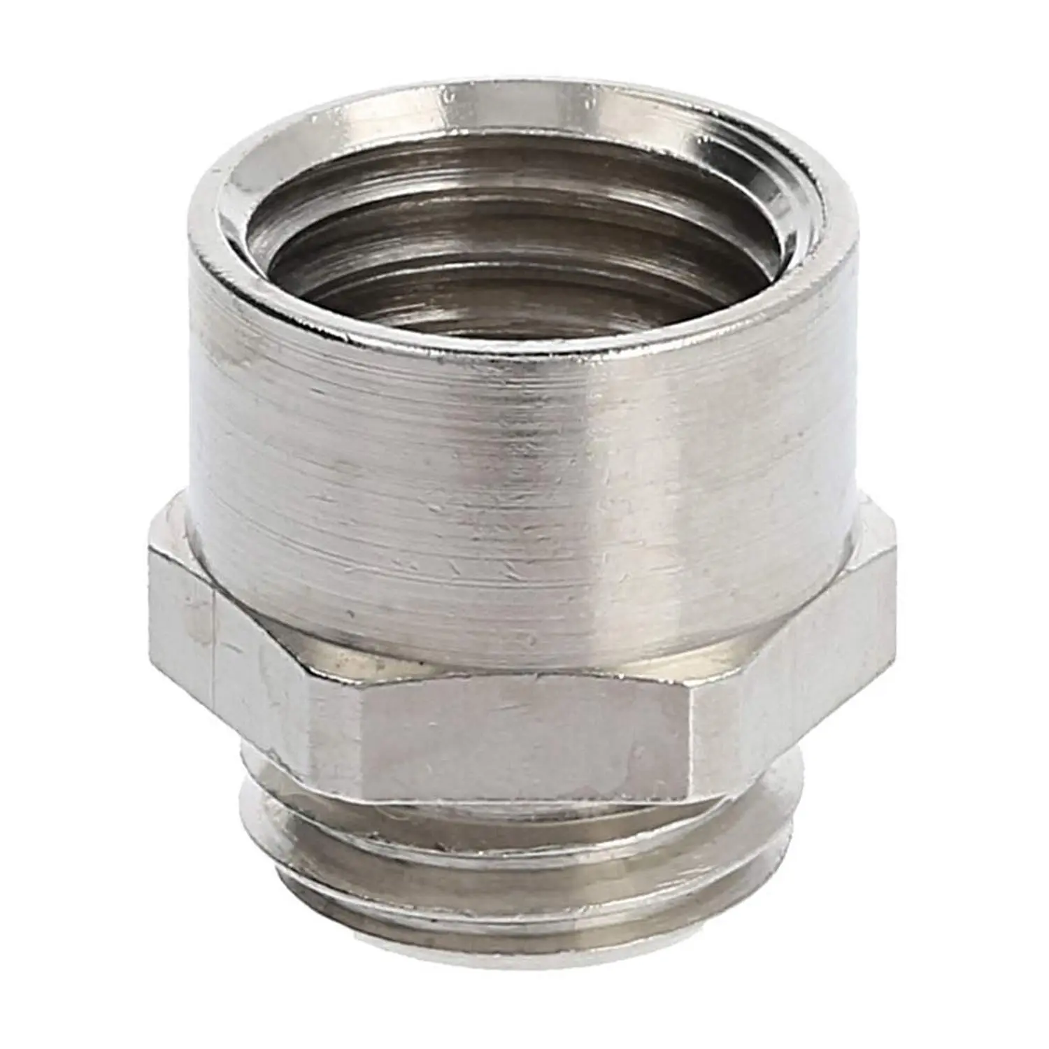 Produktfoto 1 von Zwischenstutzen M/M M12x1,5 MSZ-M12 kurz Sechskant Messing (CuZn) vernickelt Anschlussgewinde 5,0mm