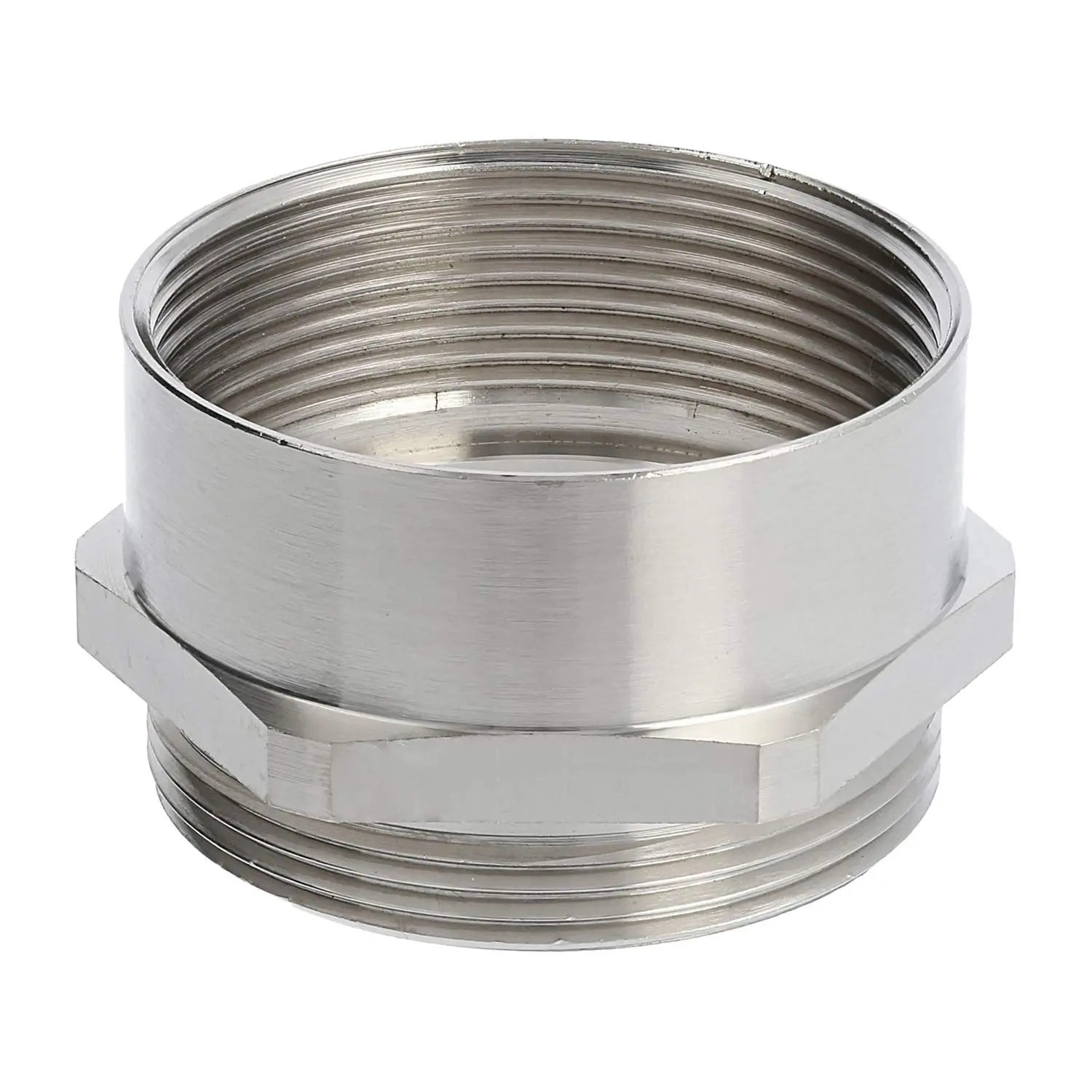 Produktfoto 1 von Zwischenstutzen M/M M40x1,5 MSZ-M40 kurz Sechskant Messing (CuZn) vernickelt Anschlussgewinde 8,0mm