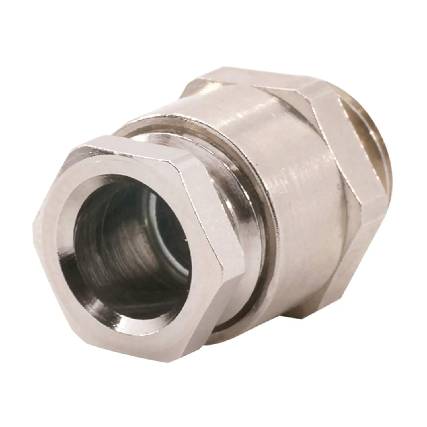 Produktfoto 1 von 10062870 WISKA DIN-Verschraubung mit Einschnittdichtung M12x1,5 MS-DIN-M12 Sechskant-Zwischenstutzen Messing (CuZn) vernickelt Gewindelänge 5,0mm