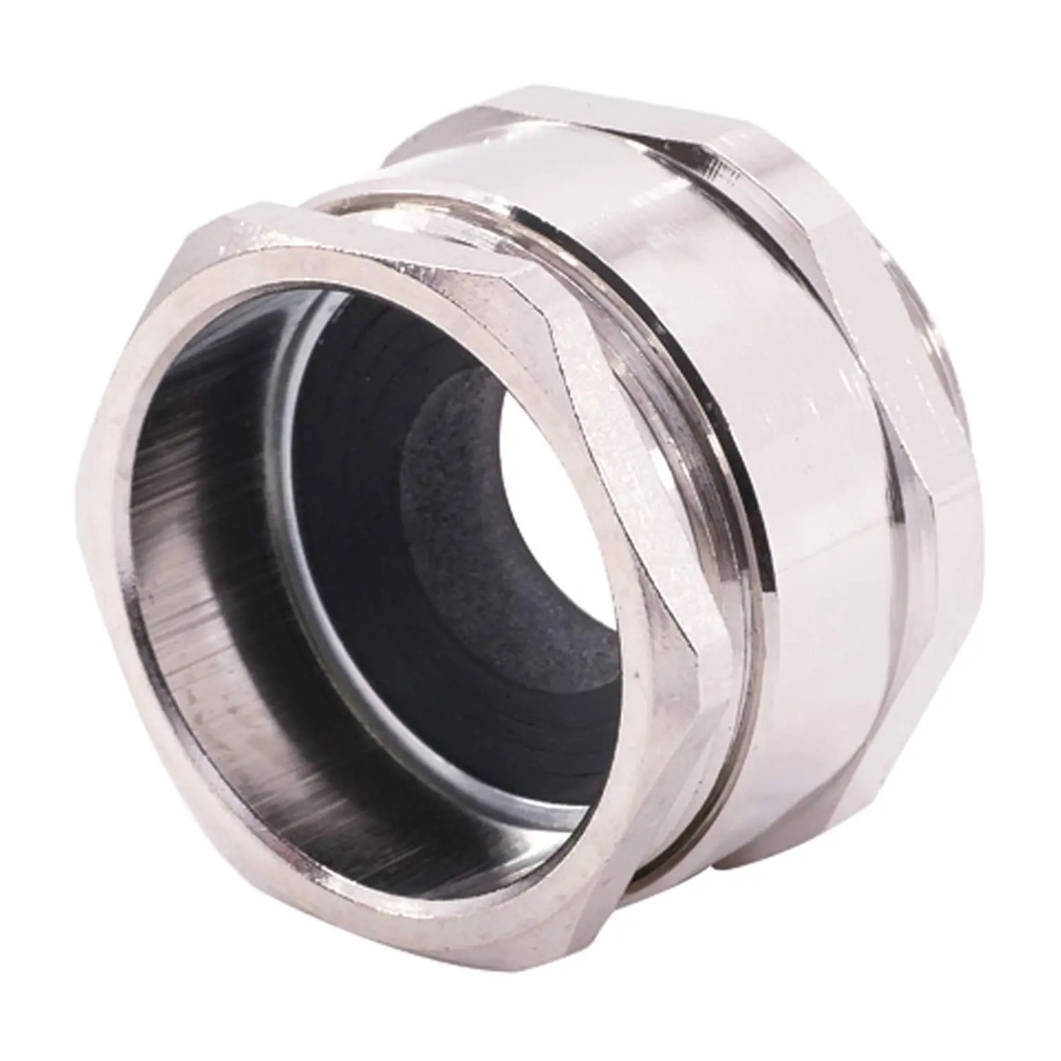 Produktfoto 1 von 10062874 WISKA DIN-Verschraubung mit Einschnittdichtung M32x1,5 MS-DIN-M32 Sechskant-Zwischenstutzen Messing (CuZn) vernickelt Gewindelänge 8,0mm